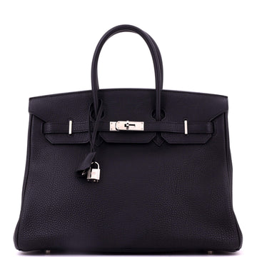 Hermes Birkin Handbag Black Togo with Palladium Hardware 35