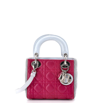 Christian Dior Tricolor Lady Dior Bag Cannage Quilt Leather Mini