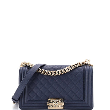 Chanel Boy Flap Bag Quilted Caviar Old Medium
