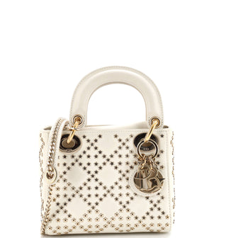 Christian Dior Lady Dior Chain Bag Crystal Embellished Cannage Quilt Leather Mini