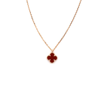 Van Cleef & Arpels Sweet Alhambra Pendant Necklace 18K Rose Gold and Carnelian