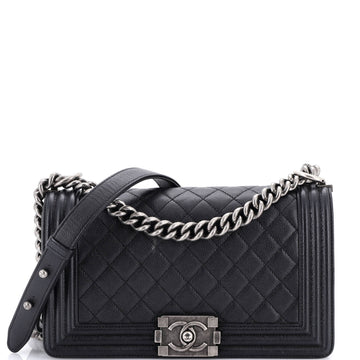 Chanel Boy Flap Bag Quilted Caviar Old Medium