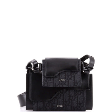 Christian Dior Elite Shoulder Pouch Oblique Canvas and Calfskin