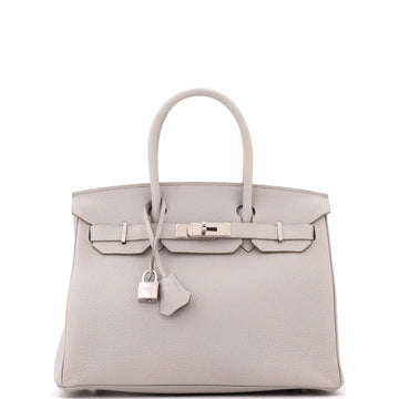 Hermes Birkin Handbag Grey Togo with Palladium Hardware 30