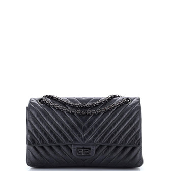 Chanel So Black Reissue 2.55 Flap Bag Chevron Aged Calfskin 226