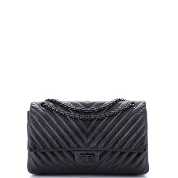Chanel So Black Reissue 2.55 Flap Bag Chevron Aged Calfskin 226