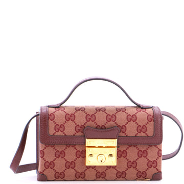 Gucci Padlock Top Handle Bag GG Canvas with Leather Mini