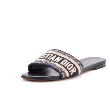 Christian Dior Women's Dway Flat Sandals Embroidered Canvas