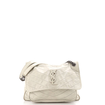 Saint Laurent Niki Chain Flap Bag Matelasse Chevron Leather Medium