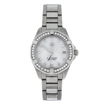 Tag Heuer Aquaracer 200M Quartz Watch Stainless Steel with Diamond Bezel and Markers and Mother of Pearl 30