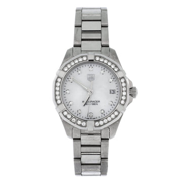Tag Heuer Aquaracer 200M Quartz Watch Stainless Steel with Diamond Bezel and Markers and Mother of Pearl 30