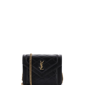 Saint Laurent Gaby Envelope Chain Crossbody Bag Quilted Leather Micro