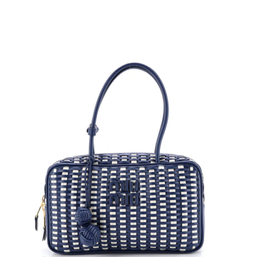 Miu Miu Beau Top Handle Bag Woven Leather Large