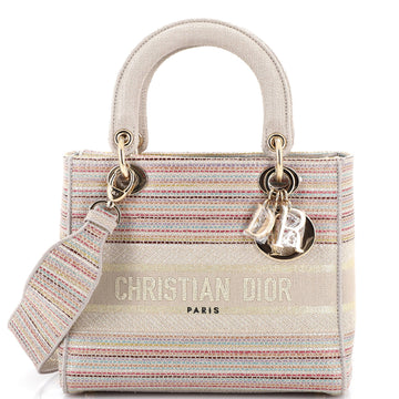 Christian Dior Lady D-Lite Bag Embroidered Canvas Medium