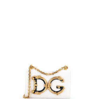 Dolce & Gabbana DG Girls Flap Bag Crocodile Embossed Leather Small