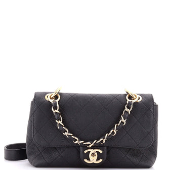 Chanel City Walk Flap Bag Quilted Caviar Small