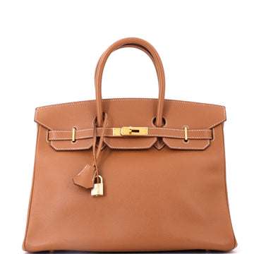 Hermes Birkin Handbag Brown Veau Grain Lisse with Gold Hardware 35