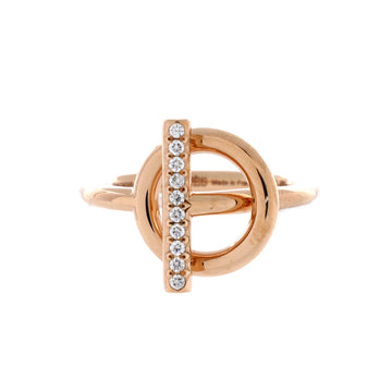 Hermes Echappee Ring 18K Rose Gold and Diamonds Small