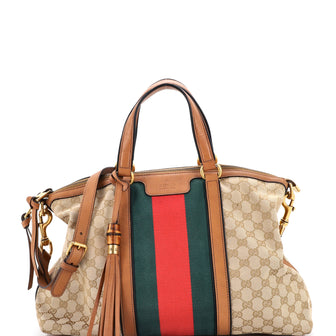 Gucci Rania Convertible Top Handle Bag Web GG Canvas Medium