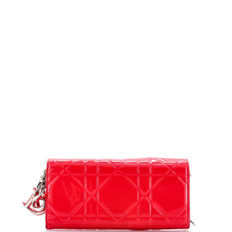Christian Dior Lady Dior Rendez Vous Short Chain Wallet Cannage Embossed Patent