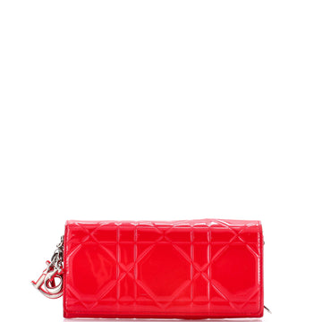 Christian Dior Lady Dior Rendez Vous Short Chain Wallet Cannage Embossed Patent