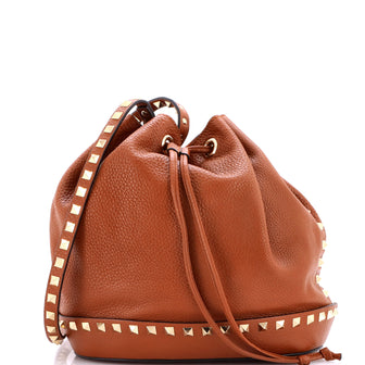 Valentino Garavani Rockstud Top Handle Bucket Bag Leather Small