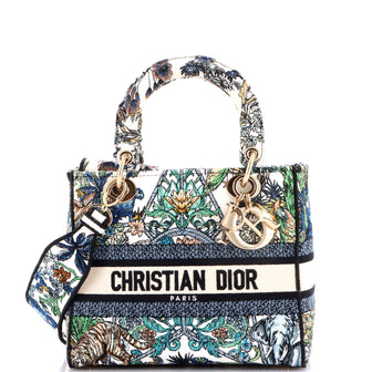 Christian Dior Lady D-Lite Bag Embroidered Canvas Medium