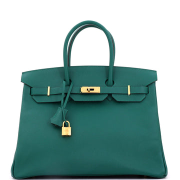 Hermes Birkin Handbag Green Epsom with Gold Hardware 35