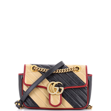 Gucci GG Marmont Flap Bag Diagonal Quilted Leather Mini