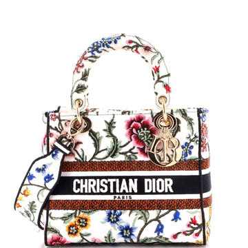Christian Dior Lady D-Lite Bag Embroidered Canvas Medium