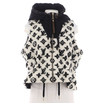 Louis Vuitton Women's Teddy Zip Hooded Vest Monogram Wool Blend Fleece