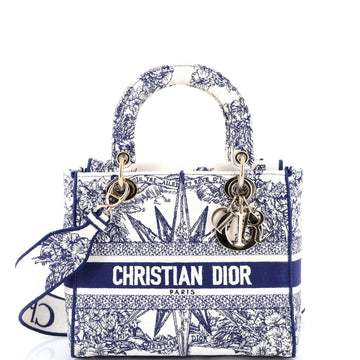 Christian Dior Lady D-Lite Bag Embroidered Canvas Medium
