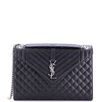 Saint Laurent Classic Monogram Envelope Satchel Mixed Matelasse Leather Large