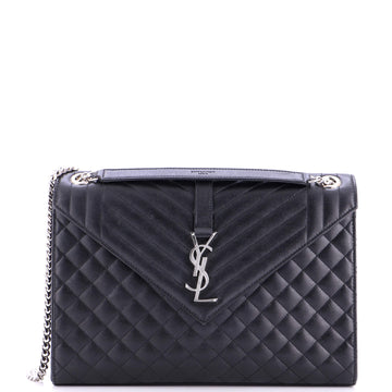Saint Laurent Classic Monogram Envelope Satchel Mixed Matelasse Leather Large