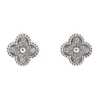 Van Cleef & Arpels Sweet Alhambra Stud Earrings 18K White Gold and Diamonds