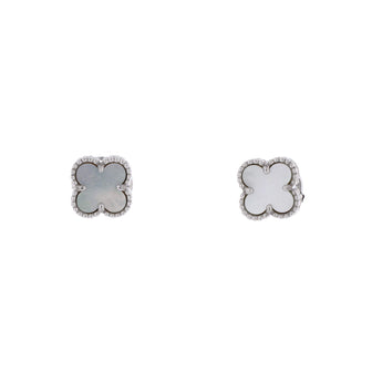 Van Cleef & Arpels Sweet Alhambra Stud Earrings 18K White Gold and Mother of Pearl