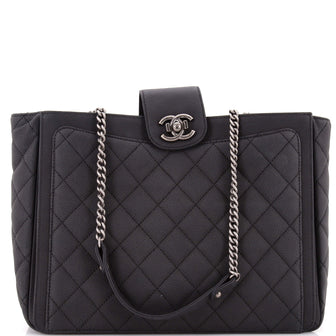 Chanel Turn Around Ligne Tote Quilted Washed Caviar Medium