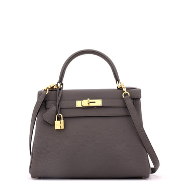 Hermes Kelly Handbag Grey Togo with Gold Hardware 28