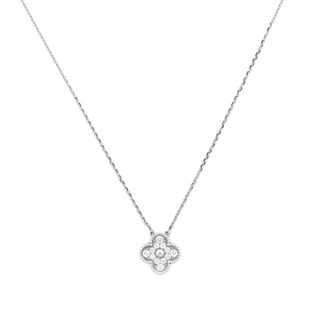 Van Cleef & Arpels Vintage Alhambra Pendant Necklace 18K White Gold and Diamonds