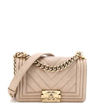 Chanel Boy Flap Bag Chevron Caviar Small