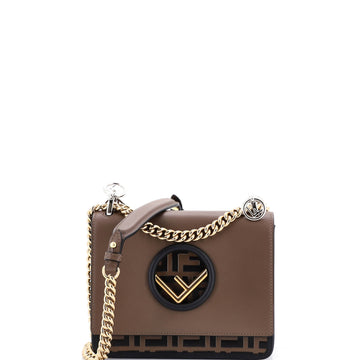 Fendi Kan I F Shoulder Bag Leather with Zucca Embossed Detail Small