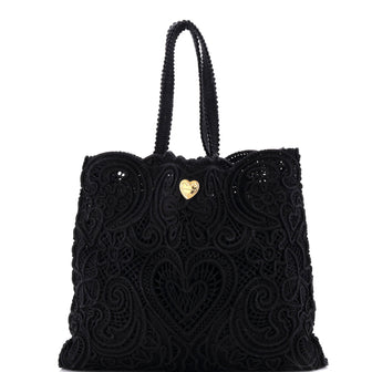 Dolce & Gabbana Beatrice Tote Bag Crochet Lace Jacquard Large