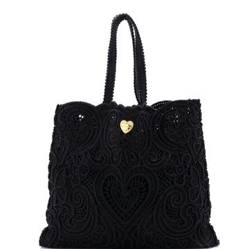Dolce & Gabbana Beatrice Tote Bag Crochet Lace Jacquard Large