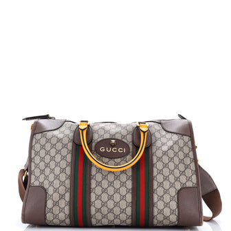 Gucci Neo Vintage Web Duffle Bag GG Coated Canvas with Leather Medium