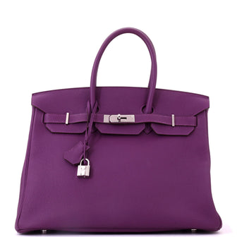 Hermes Birkin Handbag Purple Togo with Palladium Hardware 35