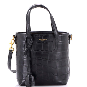 Saint Laurent Shopper Tote Crocodile Embossed Leather Mini Toy