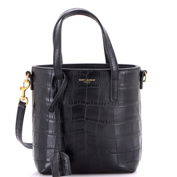 Saint Laurent Shopper Tote Crocodile Embossed Leather Mini Toy