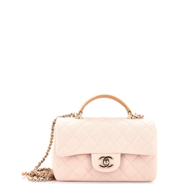 Chanel Classic Single Flap Top Handle Bag Quilted Lambskin Mini