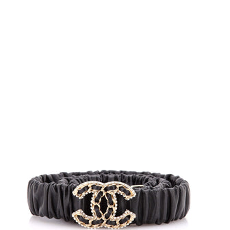 Chanel CC Elastic Belt Leather with Metal and Crystals