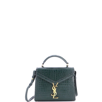 Saint Laurent Cassandra Top Handle Bag Crocodile Embossed Leather Mini